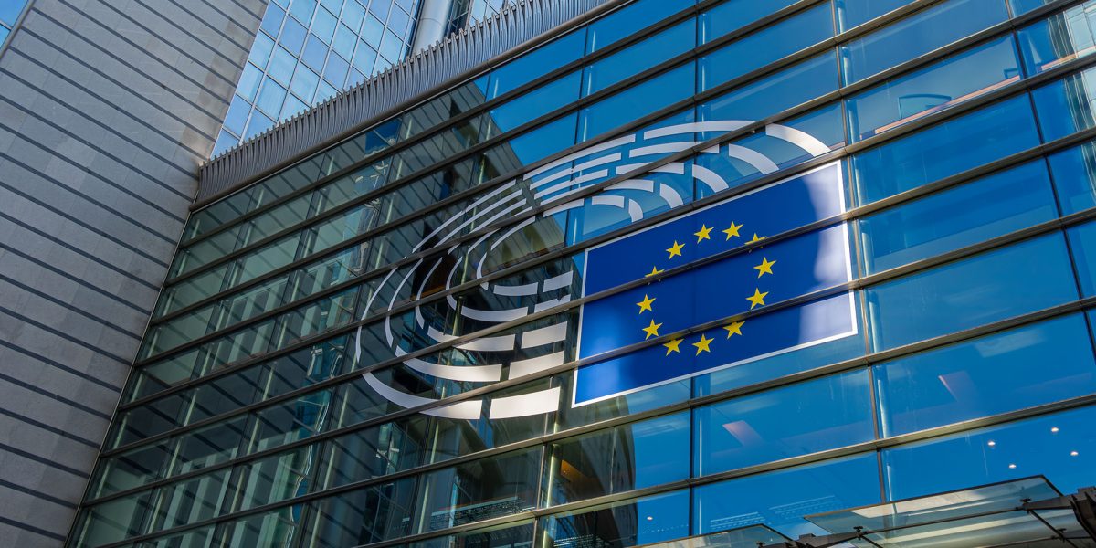 Brussels, Belgium - March 8, 2025: Facade of the European Parliament. The European Parliament is the parliamentary institution of the European Union directly elected by citizens